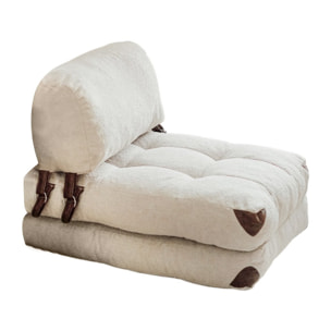 Fauteuil-lit en tissu "Fold" - 80 x 60 x 70 cm - Crème