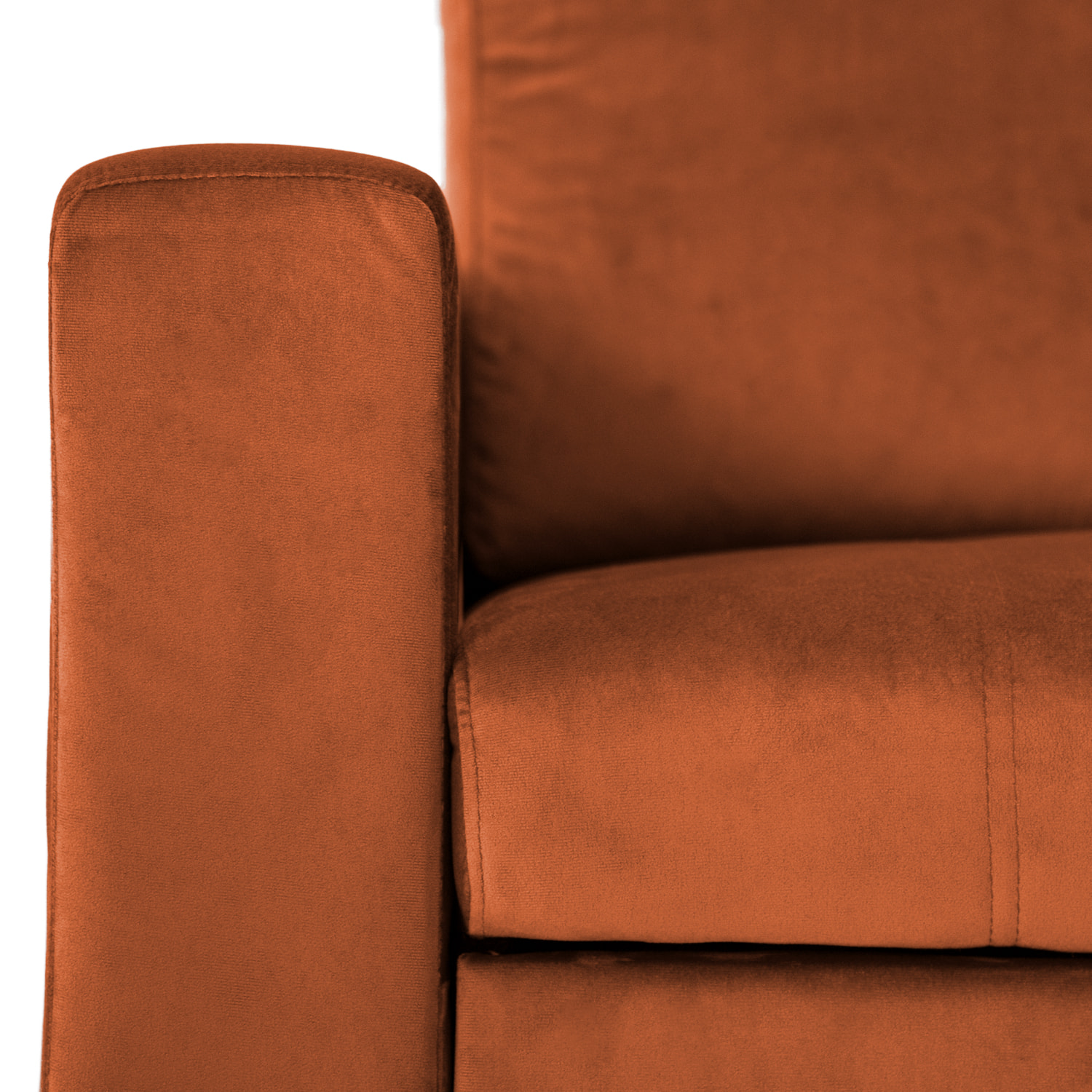 Canapé d'angle convertible JAMES 3 places en velours terracotta