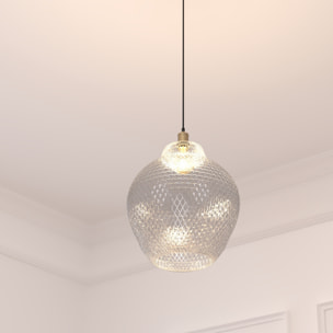 Suspension "Omaha" verre fumé D22cm