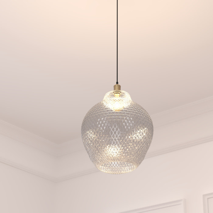Suspension "Omaha" verre fumé D22cm
