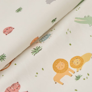Funda nórdica de algodón percal 180 hilos con estampado de jungla Juno color blanco 100% Algodón percal