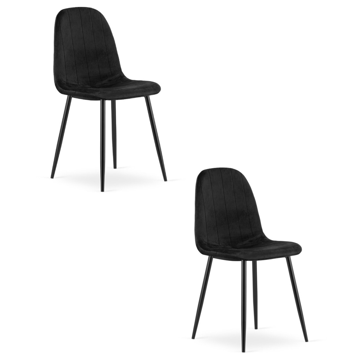 Set di 2 sedie Padva in velluto nero con gambe in metallo