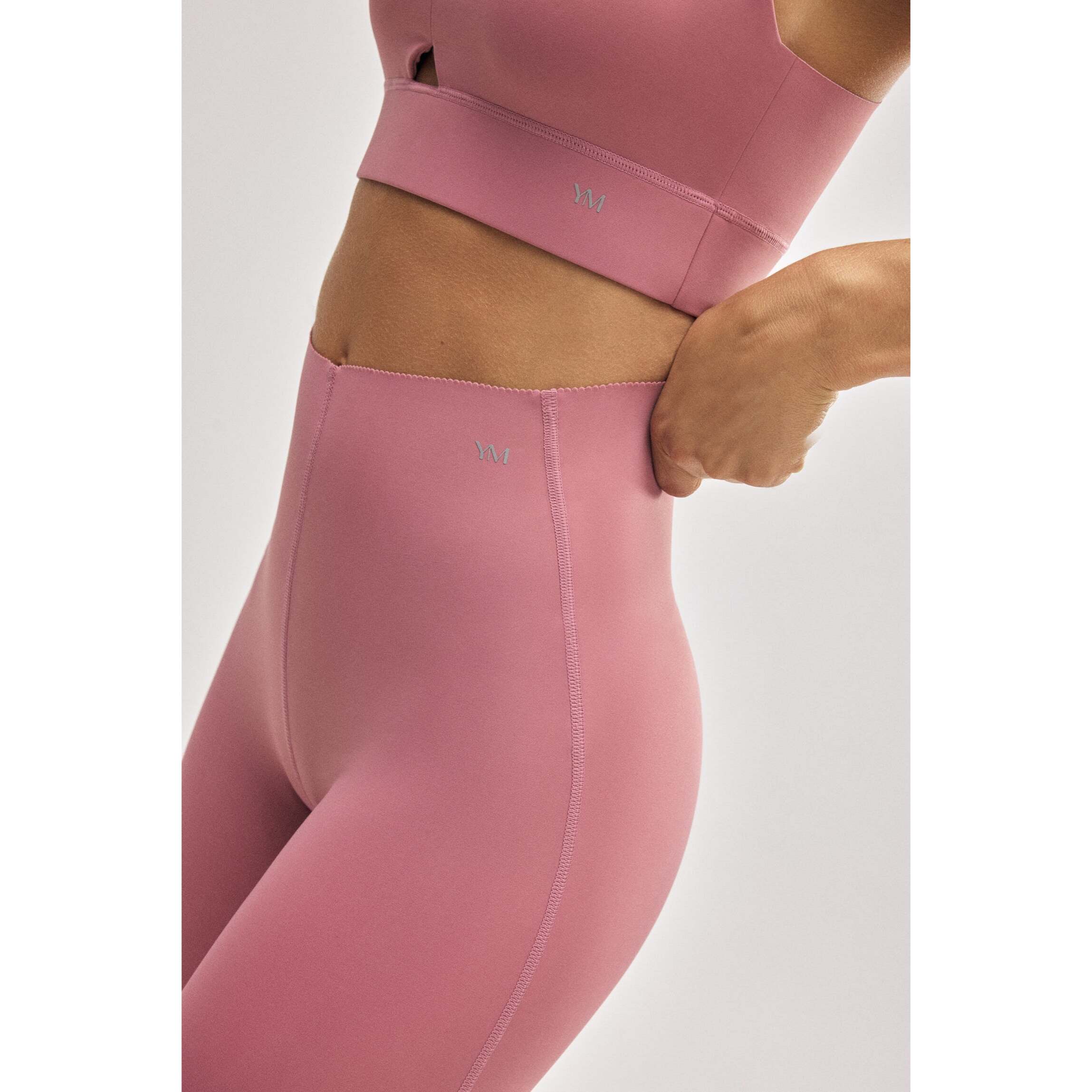 Leggings sportivi a compressione lunghi e piatti in rosa