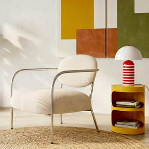 Fauteuil en velours côtelé et piètement chromé - LEON