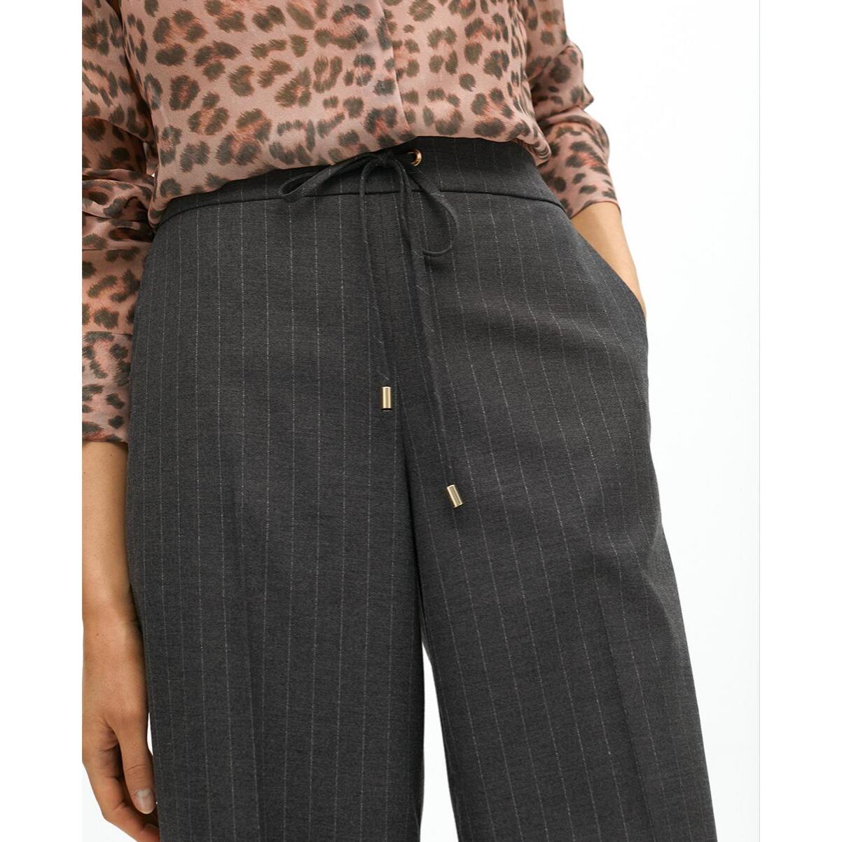 Pantaloni dritti a righe con elastico in vita