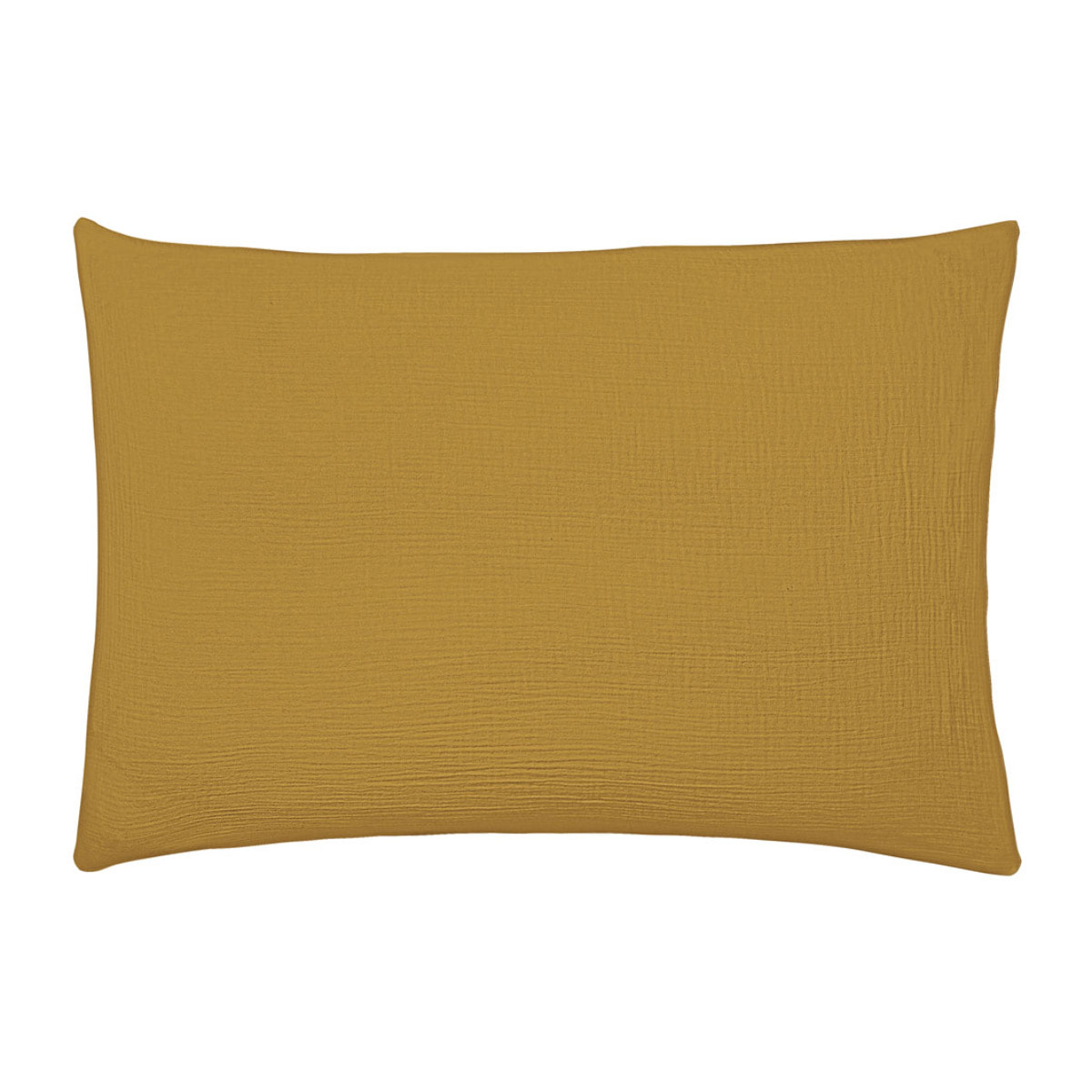 Taie d'oreiller unie en gaze de coton lavée, TENDRESSE, Jaune camel