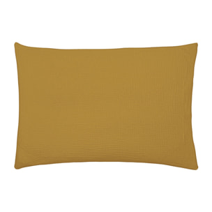 Taie d'oreiller unie en gaze de coton lavée, TENDRESSE, Jaune camel
