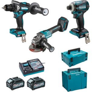 Ensemble de 3 machines 40 V max XGT (DF001G + GA005G + TD001G) - MAKITA - avec 2 Batteries 40V 4Ah - chargeur - MakPac DK0125G301