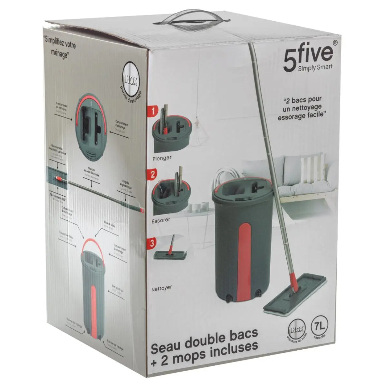 Seau essoreur avec balai 7L Lena