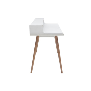 Bureau avec rangements scandinave blanc et bois clair L140 cm OPUS