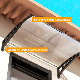 Marquesinas Exterior para Puertas y Ventanas, 122x89 cm, Tejadillo de Protección contra Sol y Lluvia, con Cubierta de Policarbonato, Soporte de Aleación de Aluminio, Blanco