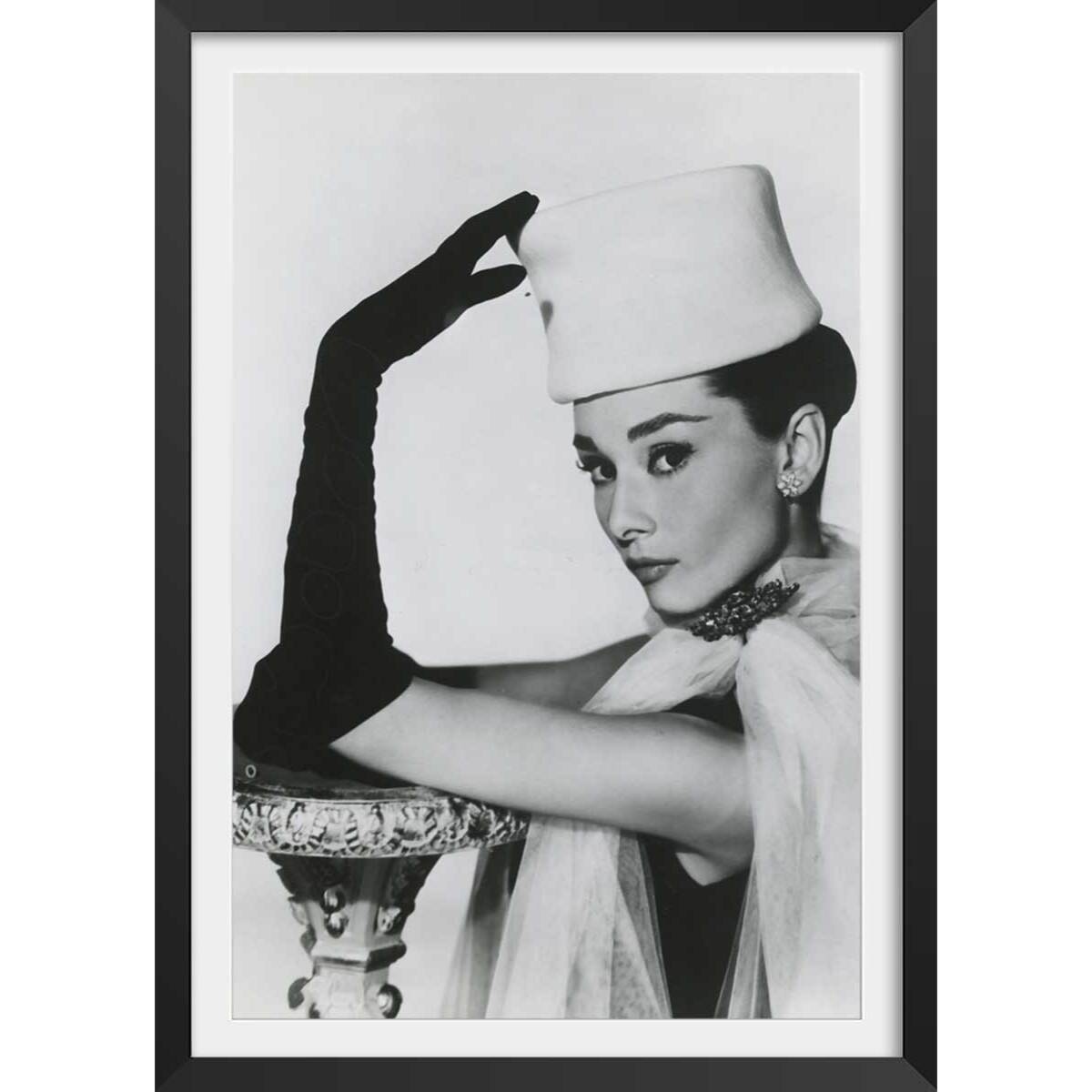 Affiche de film avec Audrey Hepburn Affiche + cadre en bois - Noir