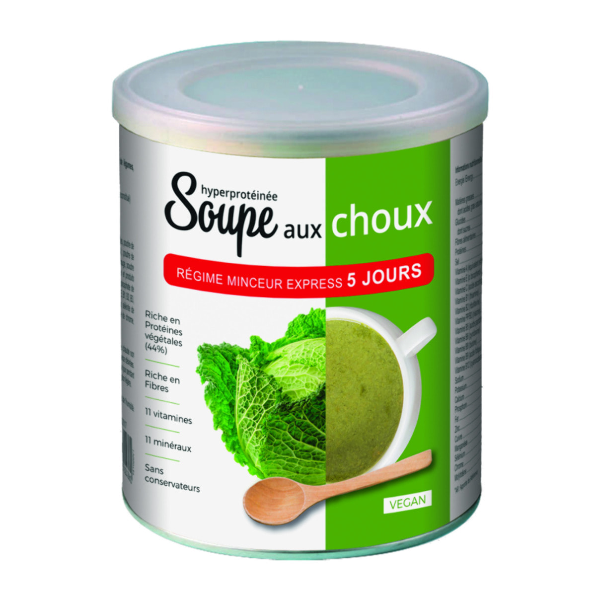 NUTRI EXPERT - Soupe aux choux vegan - Riche en protéines d'origine végétale & fibres - 11 vitamines & minéraux - Sans matière grasse - Cure express 5 jours - 250 gr