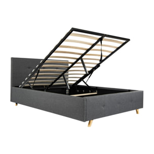 Lit coffre double scandinave lulea - Gris anthracite
