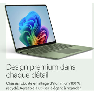 Ordinateur portable MICROSOFT SURFACE LAPTOP 8e JADE 13,8" Tactile Snapdragon X plus 16 Go RAM LPDDR5x SSD 512 Go Copilot+PC