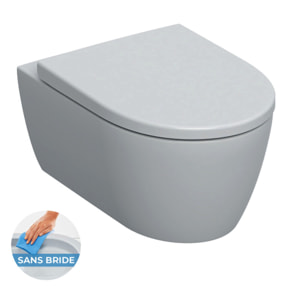 Pack WC Bati-support Geberit Duofix extra-plat + WC sans bride Geberit iCon + Abattant softclose + Plaque blanche (SLIM-iCon-B)