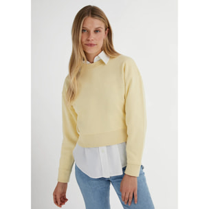 Sudadera de Mujer Embroidery Logo Cropped Crew Necks en Amarillo D.Franklin