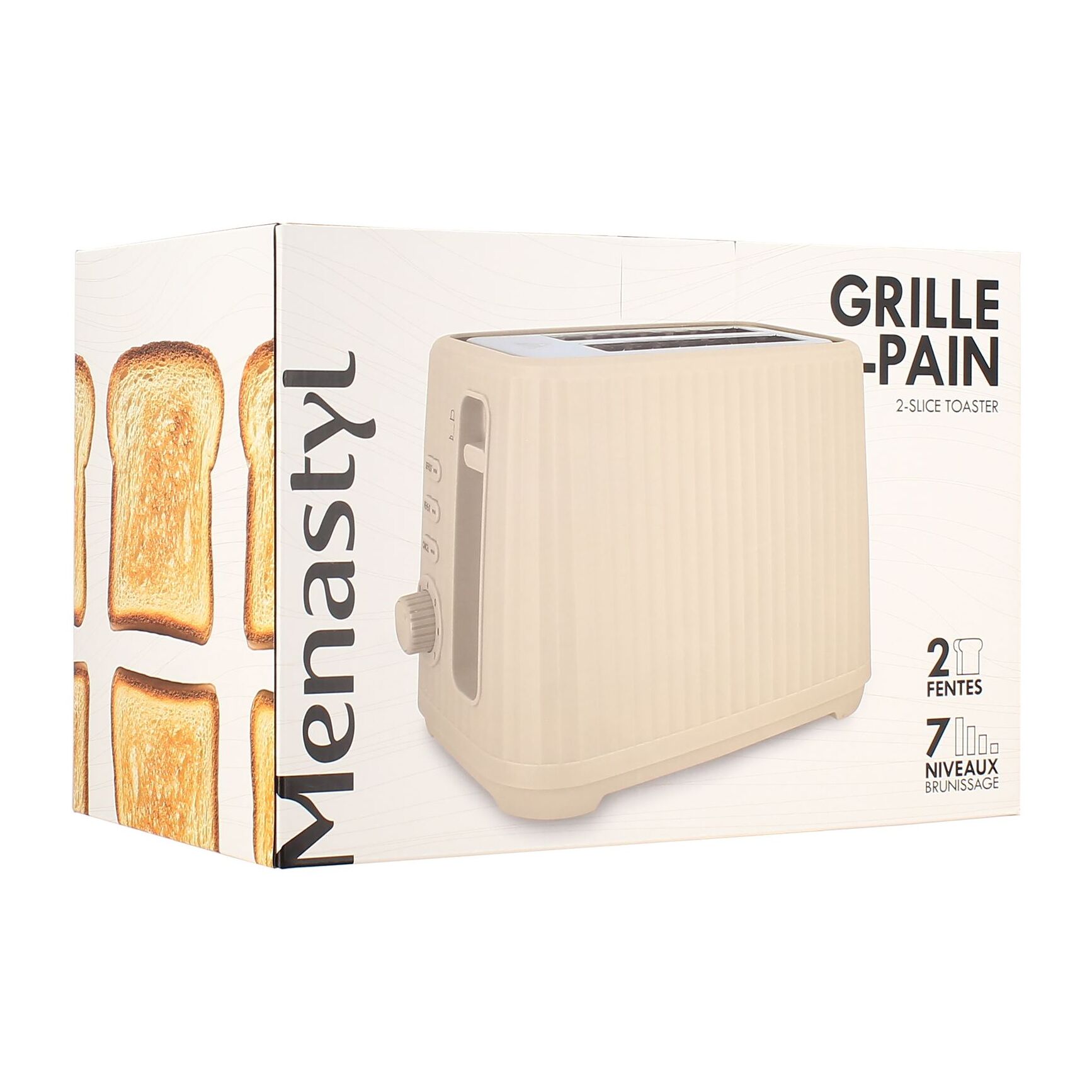 Grille pain 2 tranche crème strié