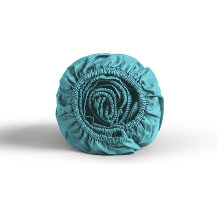 LENZUOLO SOTTO CON ANGOLI PER LETTO MATRIMONIALE IN JERSEY DI COTONE ACQUA