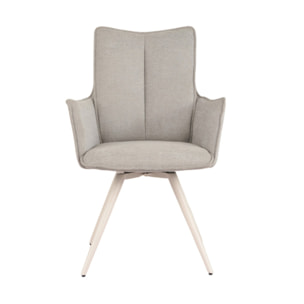 Chaise pivotante 180° avec accoudoirs tissu doux et pieds métal - TOMA
