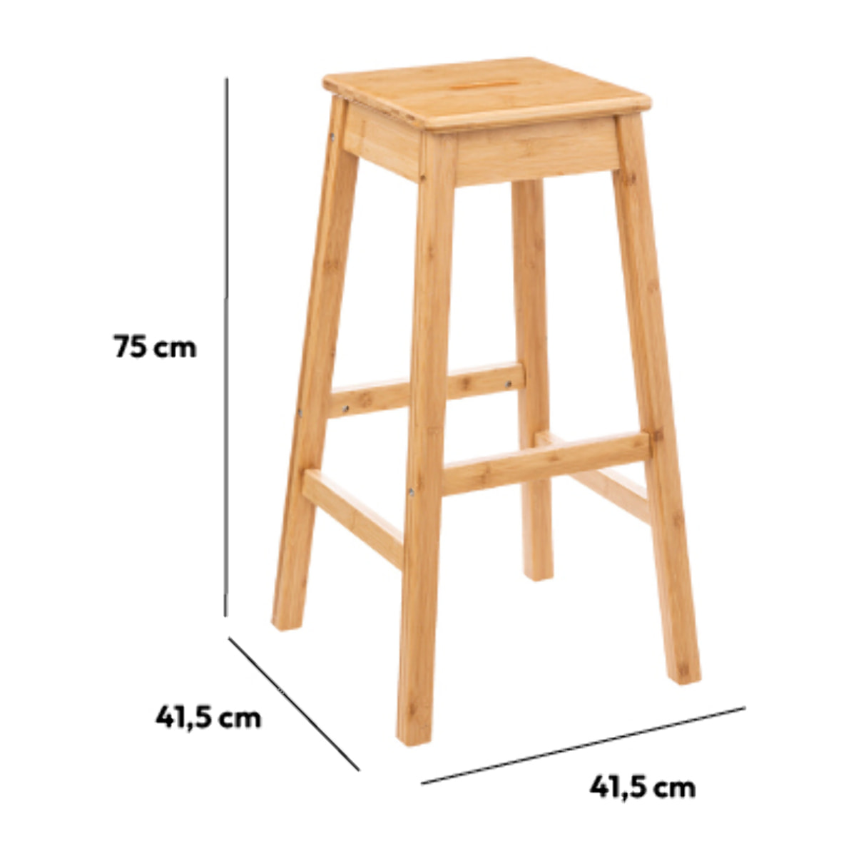Tabouret de bar 75cm Bambou