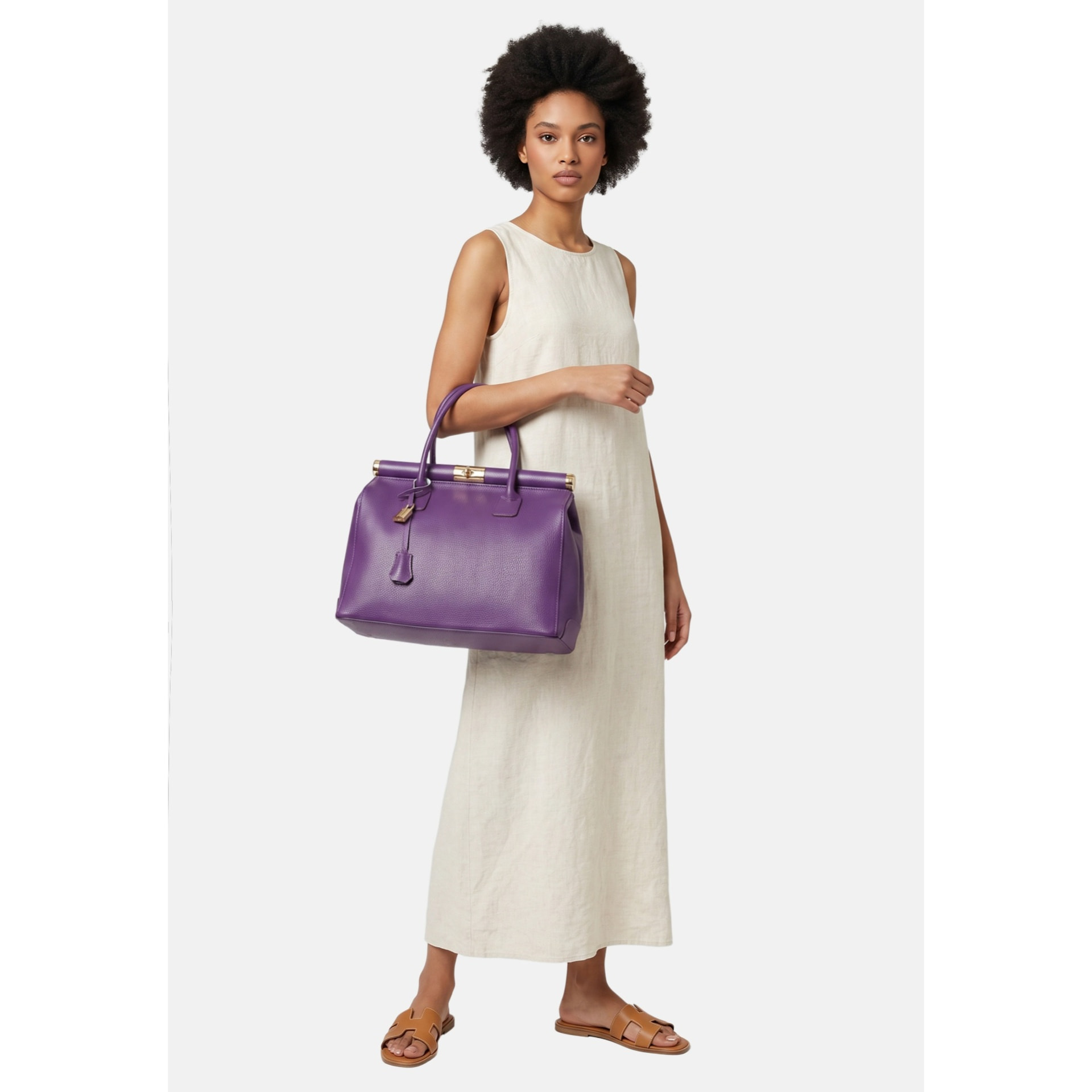 Borsa a mano da donna - Modello Aleria - Vera pelle - 35.0 x 26.0 x 16.0 cm