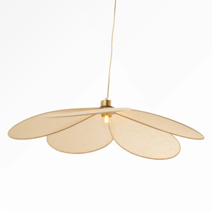 Suspension pétale en tissu beige et métal doré 75 cm - Flora