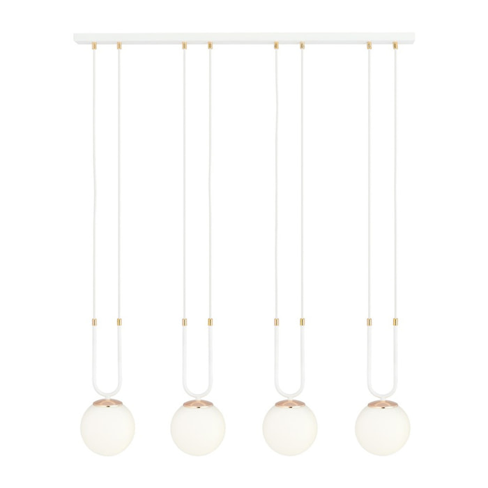 Lampada a sospensione GLAM in acciaio bianco opaco e oro