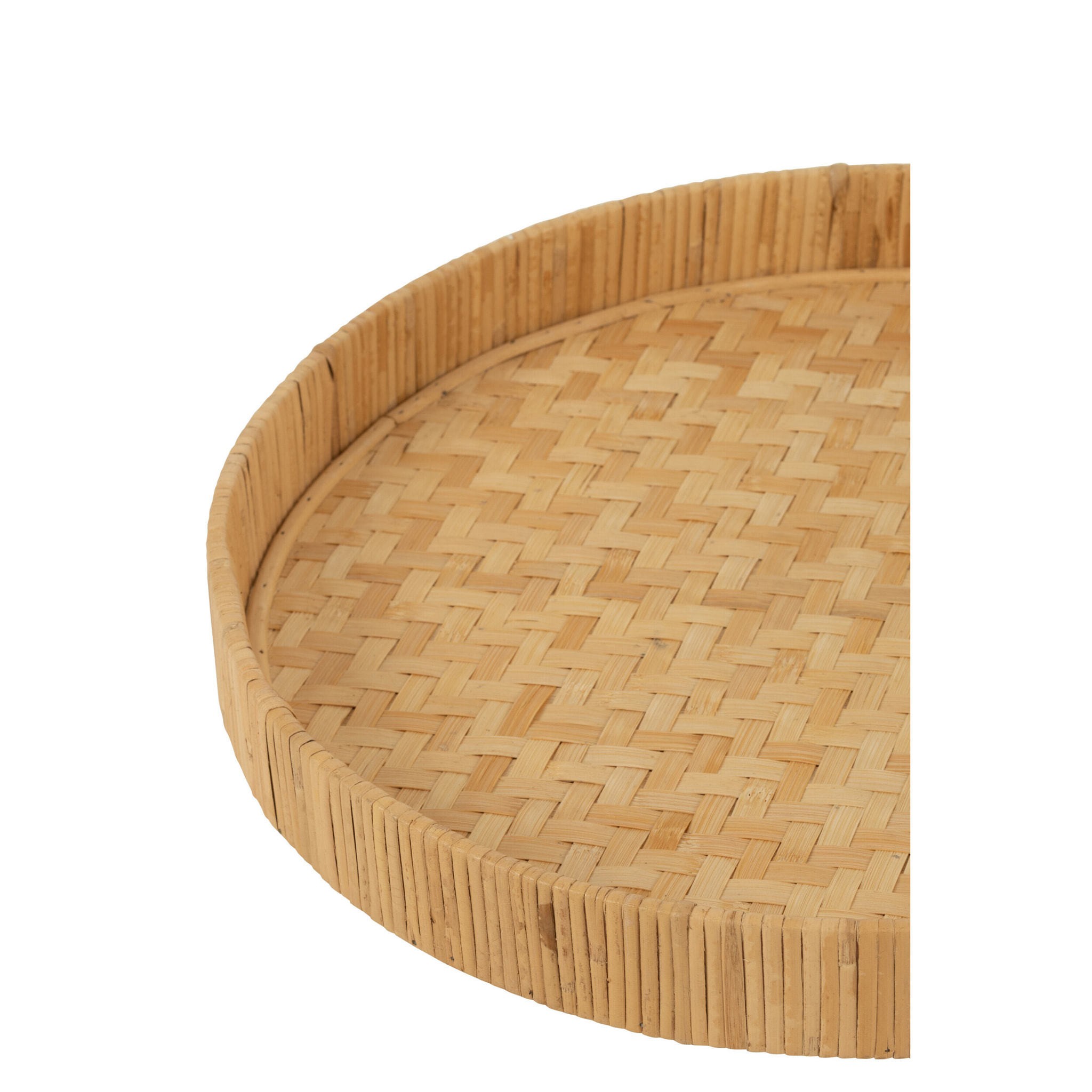 J-Line plateau Rond - bambou/rotin - naturel - set de 2
