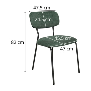 Chaise tissu vert foncé style écolier (lot de 2) MALANG