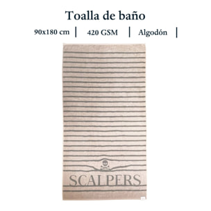 Toalla de playa 90x180cm 100% algodón 420gsm en beige a rayas scalpers home