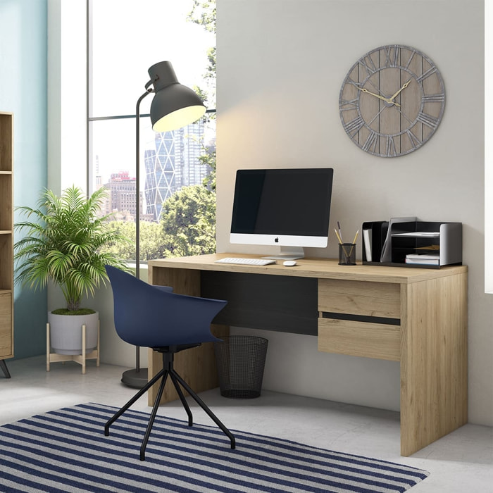 Bureau 2 tiroirs effet bois - JESS