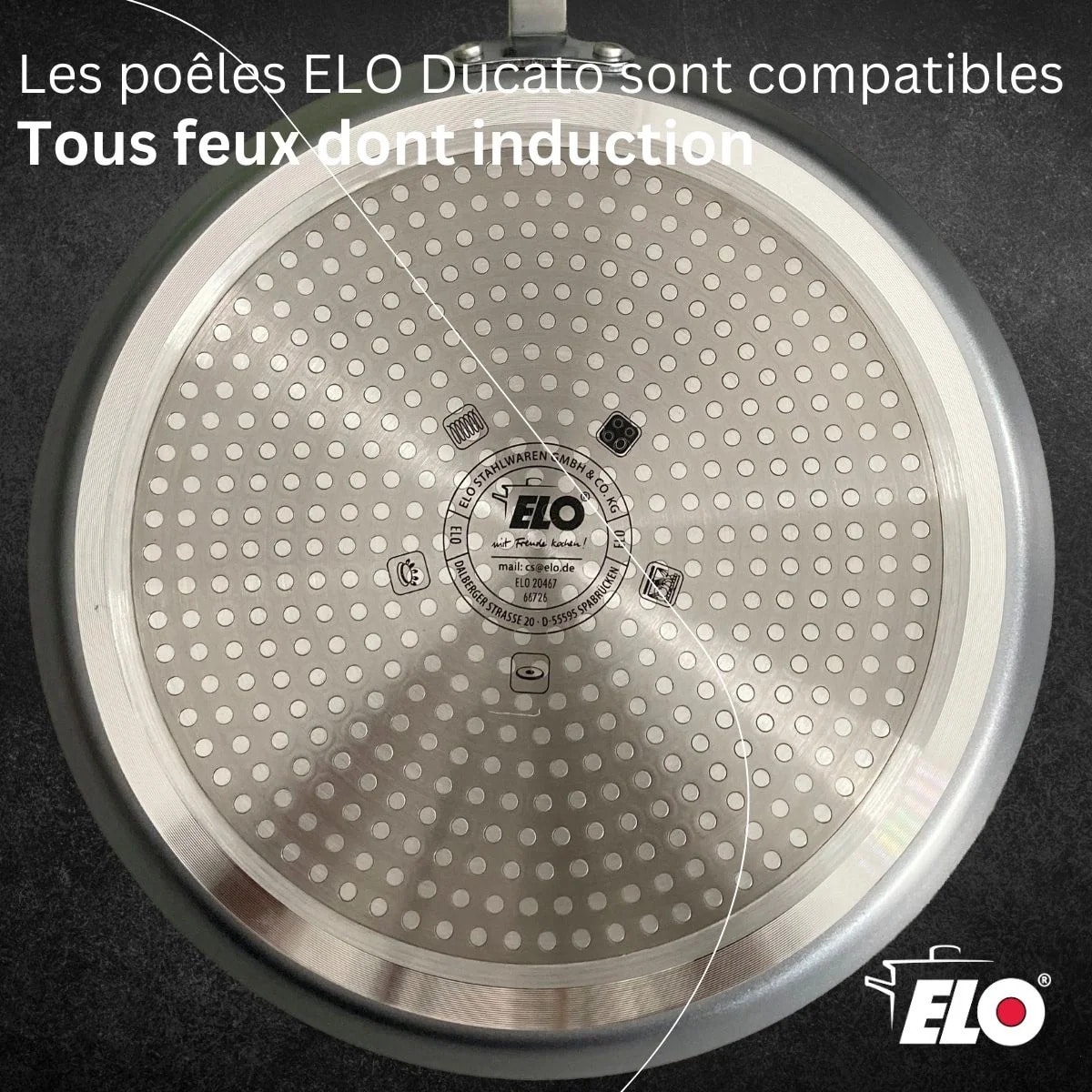 Set de 1 poêle de cuisson 26 cm en aluminium avec 2 ustensiles de cuisine sans PFAS Elo Ducato