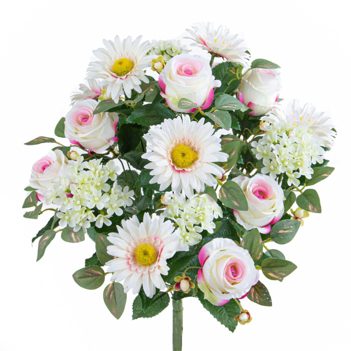 Bouquet Rose/Gerbera Per 16 Fiori - Pezzi 2 - 18X50X16cm - Colore: rosa - Bianchi Dino - Fiori Artificiali