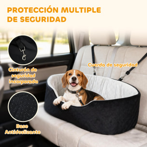 Asiento de Coche para Perros Pequeños y Medianos, Asiento de Coche para Mascotas de hasta 15 kg con Funda Extraíble y Lavable, Cama de Viaje con Cinturón de Seguridad y Base Antideslizante