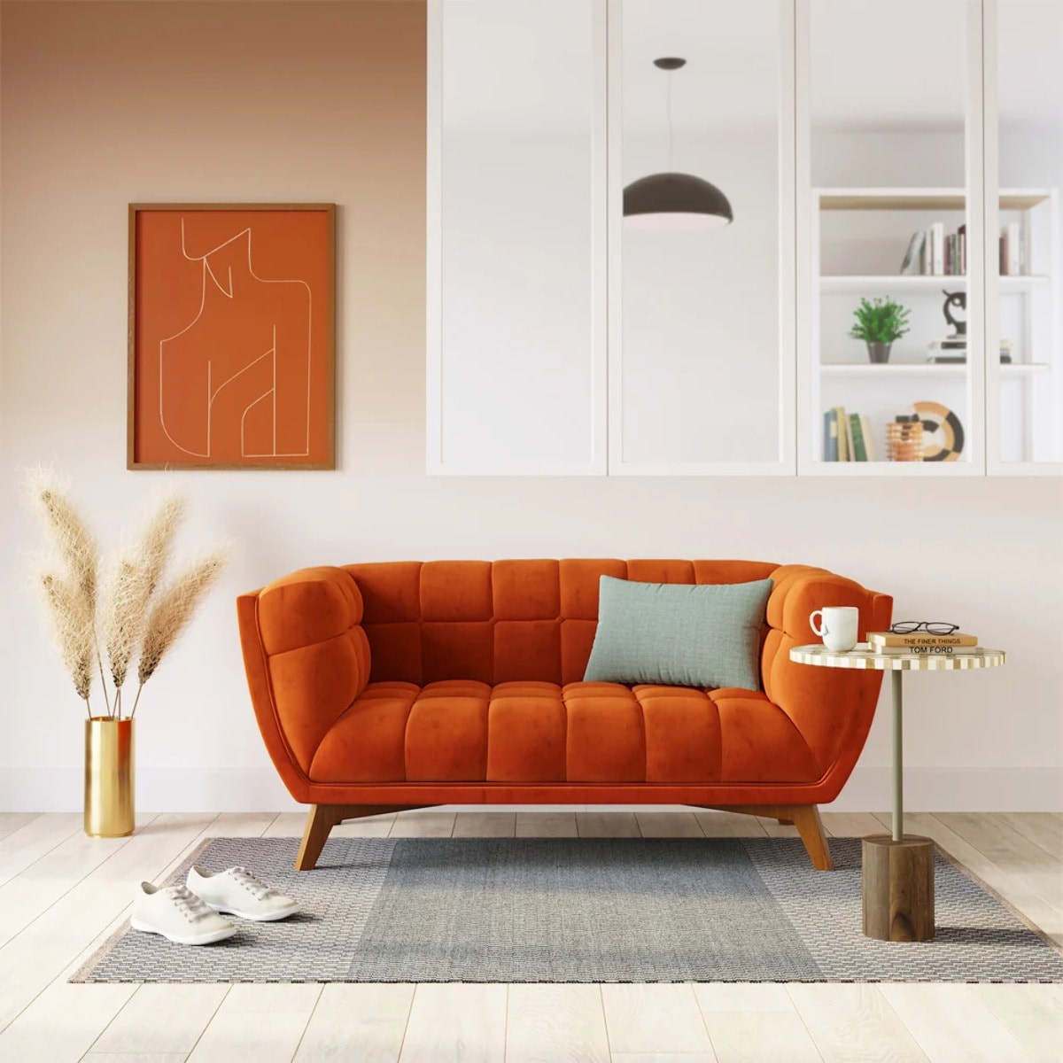 Table d'appoint ronde en bois de manguier et résine  D45 cm - Slimi