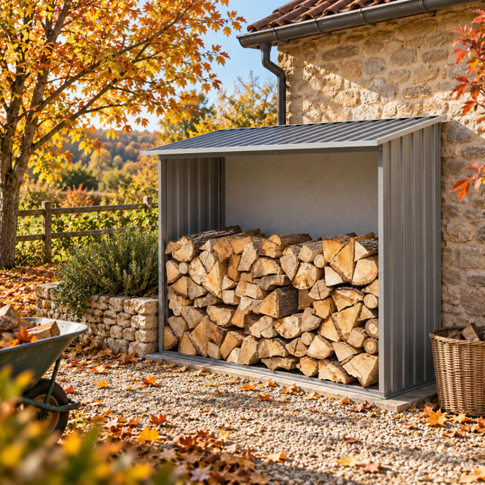 Abri à bûches métal Trigano gris 1,36 m²
