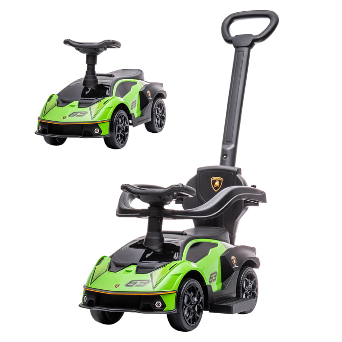 Porteur enfant voiture à pousser 2 en 1 - licence officielle Lamborghini Essenza SCV12 - nombreux équipements - noir vert