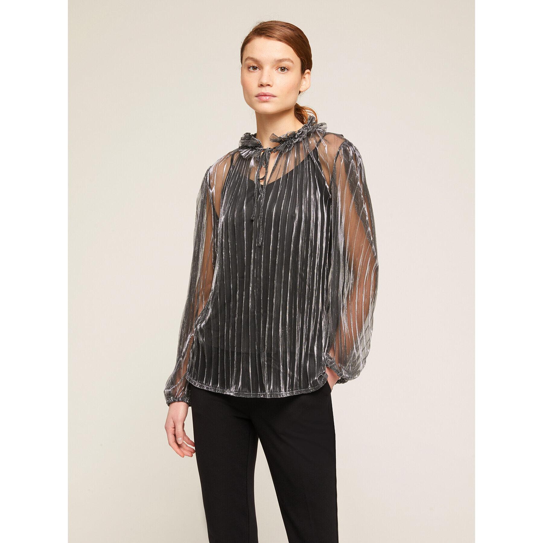 Motivi - Blusa plissé lurex con top interno - Argento