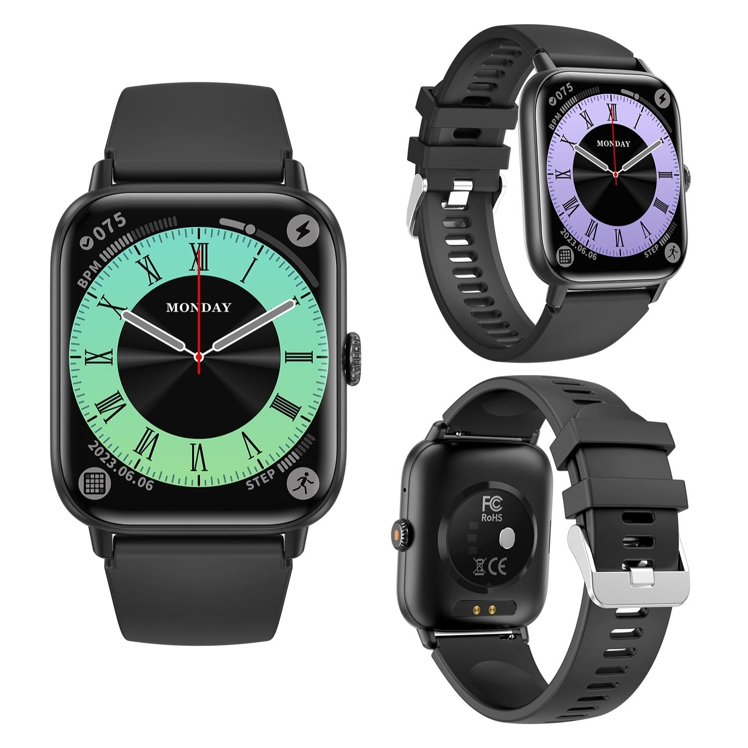 DAM Smartwatch QS13 con notifiche App, più di 100 modalità sportive, chiamate Bluetooth. Monitor del glucosio, della pressione sanguigna e dell'ossigeno.