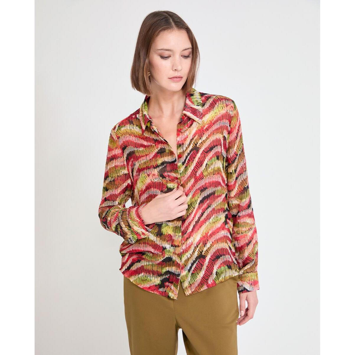Camicia a maniche lunghe con stampa serpentina