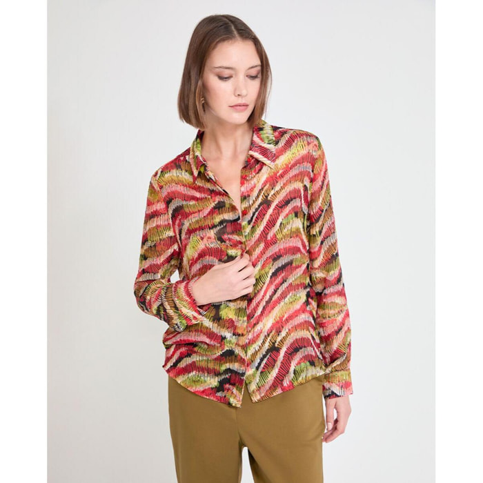 Camicia a maniche lunghe con stampa serpentina