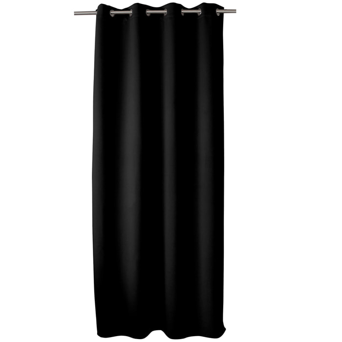 Rideau occultant uni avec 8 œillets - Noir