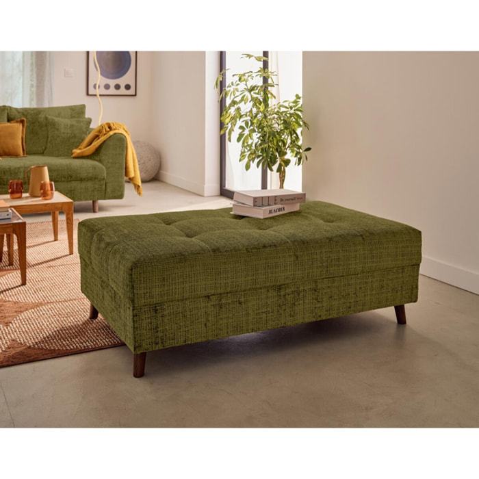 Rune - pouf en velours texturé - Vert Olive