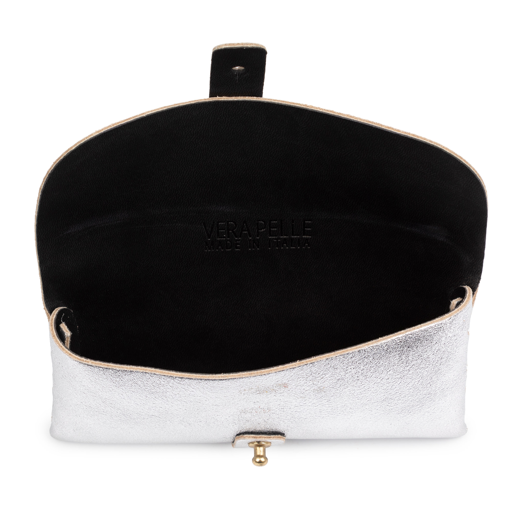 Argelato mini borsa a mano / portafoglio donna. Vera pelle scamosciata lucida laccata.