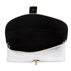 Argelato mini borsa a mano / portafoglio donna. Vera pelle scamosciata lucida laccata.