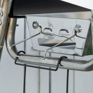 Barbacoa de Carbón Barbacoa Portátil con Parrilla de Acero Inoxidable Bandeja Especiero y Estante de Almacenamiento para Jardín Camping 107x63x75 cm Negro