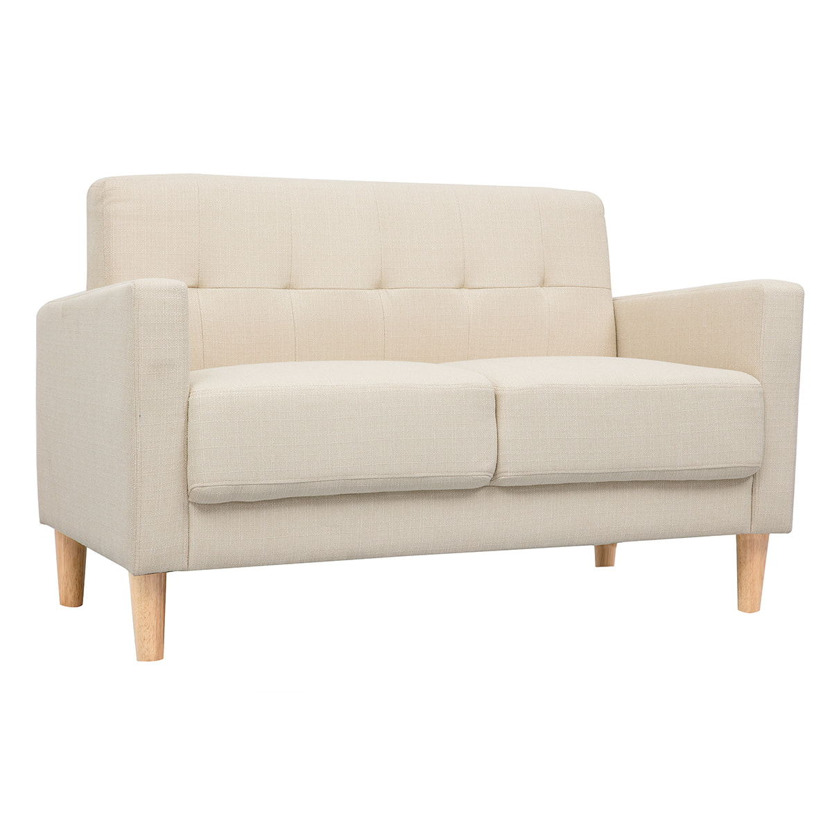 Canapé scandinave 2 places en tissu beige et bois clair MOON
