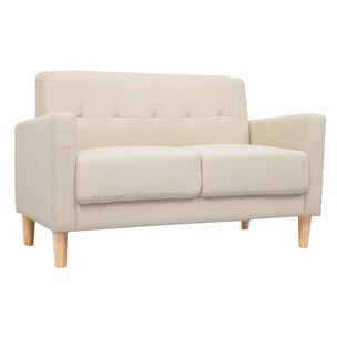 Canapé scandinave 2 places en tissu beige et bois clair MOON