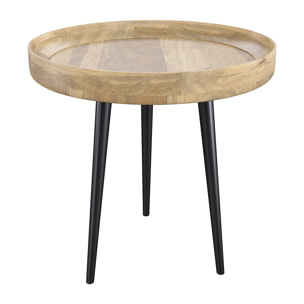 Table d'appoint ronde en bois de manguier clair D40 cm - Palak